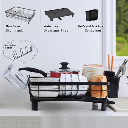 Dish Drying Rack with Drain Board Rustproof - for Kitchen Counter with Removable 360 Degree Swivel Spout