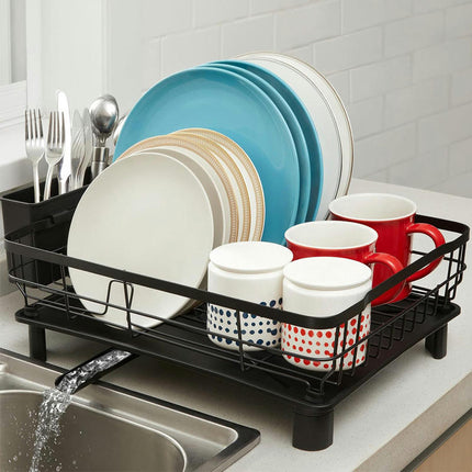 Dish Drying Rack with Drain Board Rustproof - for Kitchen Counter with Removable 360 Degree Swivel Spout