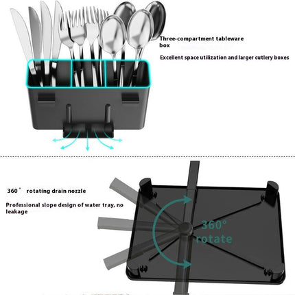 Dish Drying Rack with Drain Board Rustproof - for Kitchen Counter with Removable 360 Degree Swivel Spout