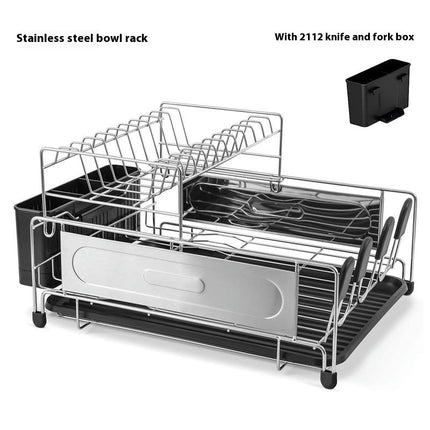 Large Dish Drying Rack for Kitchens Counter with Auto Draining Drain Broad and Removable Cutlery Holder