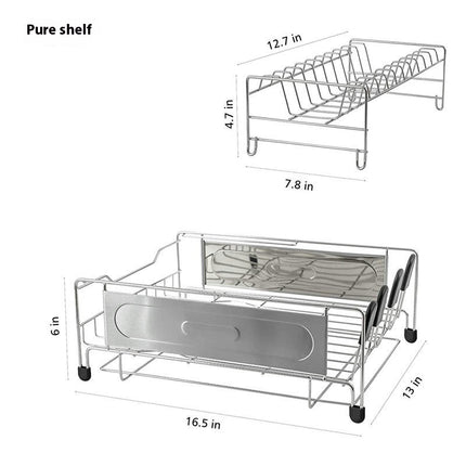 Large Dish Drying Rack for Kitchens Counter with Auto Draining Drain Broad and Removable Cutlery Holder