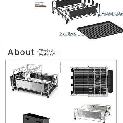 Large Dish Drying Rack for Kitchens Counter with Auto Draining Drain Broad and Removable Cutlery Holder