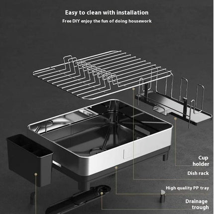 Kitchen Dish Drying Rack | Countertop Dish Drainer with Removable Drainboard Kitchen Organizer Utensil