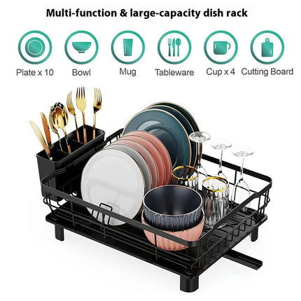 Dish Drying Rack Large Dish Drainer Rack with Removable Utensil Holder Drainboard & Swivel Spout Tool