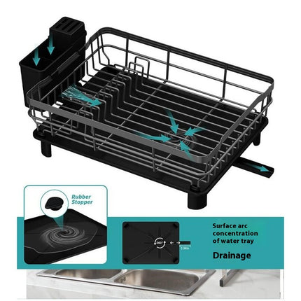 Dish Drying Rack Large Dish Drainer Rack with Removable Utensil Holder Drainboard & Swivel Spout Tool