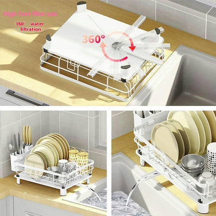 Dish Drying Rack Large Dish Drainer Rack with Removable Utensil Holder Drainboard & Swivel Spout Tool