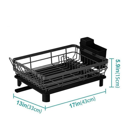 Dish Drying Rack Large Dish Drainer Rack with Removable Utensil Holder Drainboard & Swivel Spout Tool