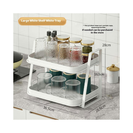 Kitchen Cups Mugs Drying Rack with Removable Drain Tray Multi-Functional Storage Organizer Shelf Tray