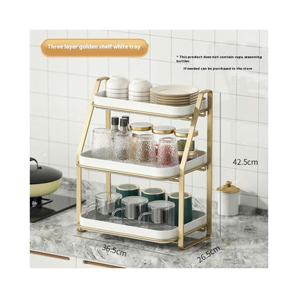 Kitchen Cups Mugs Drying Rack with Removable Drain Tray Multi-Functional Storage Organizer Shelf Tray