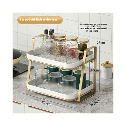 Kitchen Cups Mugs Drying Rack with Removable Drain Tray Multi-Functional Storage Organizer Shelf Tray