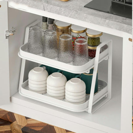 Kitchen Cups Mugs Drying Rack with Removable Drain Tray Multi-Functional Storage Organizer Shelf Tray