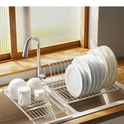 Expandable Dish Drying Rack Dish Drainer Dish Plate Holder Basket in Sink or On Counter Storage Holder