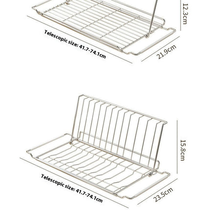 Expandable Dish Drying Rack Dish Drainer Dish Plate Holder Basket in Sink or On Counter Storage Holder