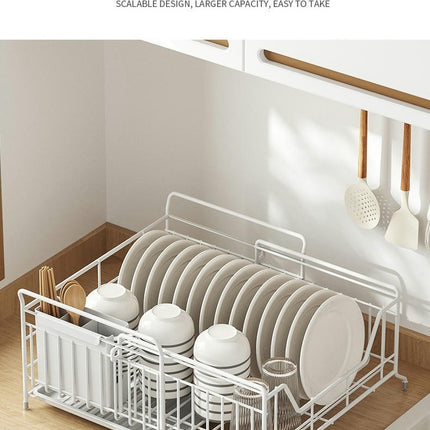 Dish Drying Rack - Extendable Telescopic Dish Large Sink Drying Drainer for Kitchen Countertop Utensil