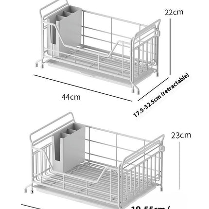 Dish Drying Rack - Extendable Telescopic Dish Large Sink Drying Drainer for Kitchen Countertop Utensil