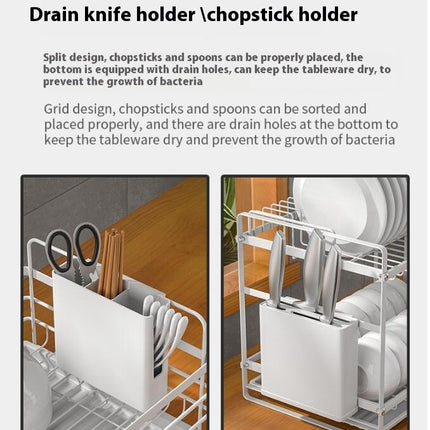 Dish Drying Rack Double Layer Dish Rack with Cup Holder Kitchen Dish Sink Draining Rack for Sink Tool