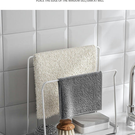 Kitchen Sink Caddy Rustproof Steel Sponge Holder Kitchen Sink with Removable Drain Tray Organiser Tool