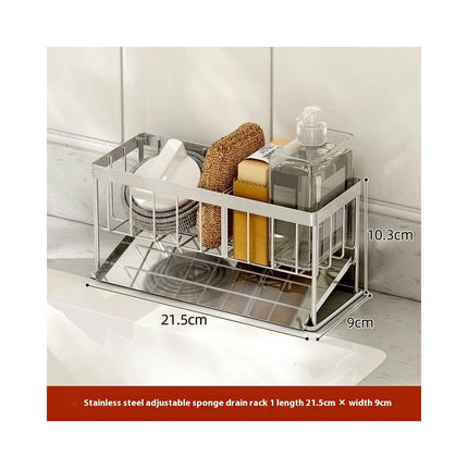 Kitchen Sink Caddy Organizer Multifunctional Kitchen Sink Sponge Holder - with Auto Drain Holds Sponge