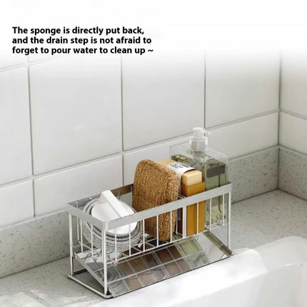 Kitchen Sink Caddy Organizer Multifunctional Kitchen Sink Sponge Holder - with Auto Drain Holds Sponge