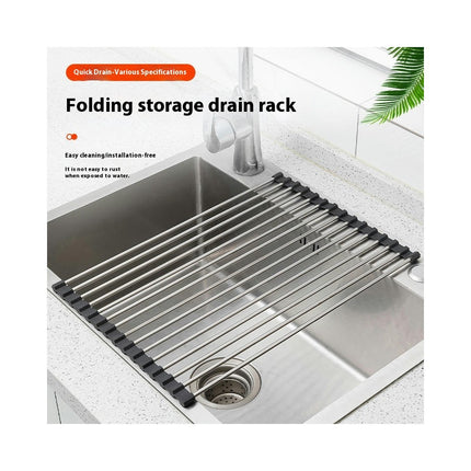 Roll Up Dish Drying Rack Over Portable Stainless Steel Rolling Rack Multipurpose Kitchen Drainer Caddy