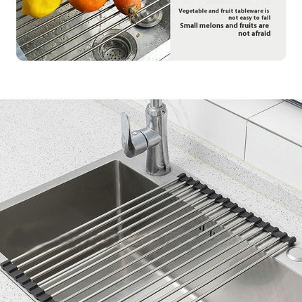 Roll Up Dish Drying Rack Over Portable Stainless Steel Rolling Rack Multipurpose Kitchen Drainer Caddy