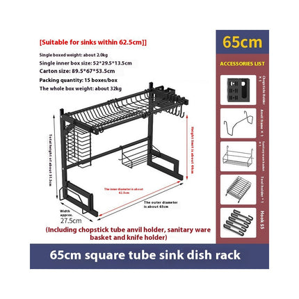 Multifunctional Over The Sink Dish Drying Rack - Adjustable Large Drainer for Kitchen Counter Holder Tool