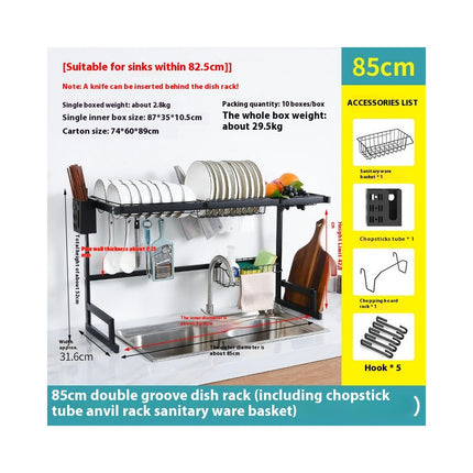 Multifunctional Over The Sink Dish Drying Rack - Adjustable Large Drainer for Kitchen Counter Holder Tool