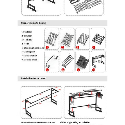 Multifunctional Over The Sink Dish Drying Rack - Adjustable Large Drainer for Kitchen Counter Holder Tool