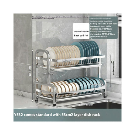 Stainless Steel Dish Drying Rack Basket with Drainboard and Hanging Chopsticks Cage Knife Holder Tool