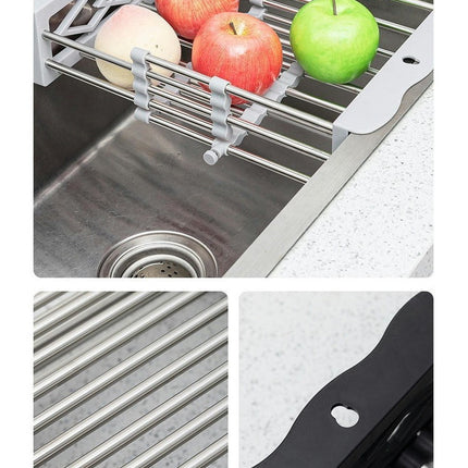 Multifunctional Retractable Stainless Steel Sink Rack | Telescopic with Kitchen Counter Space Saving Tool