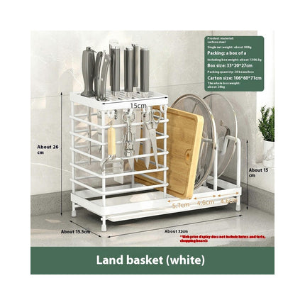 Dish Drying Rack with Pot Lid Stand with Anti Slip Pad - for Space Saving Kitchen Counter Knife and Fork