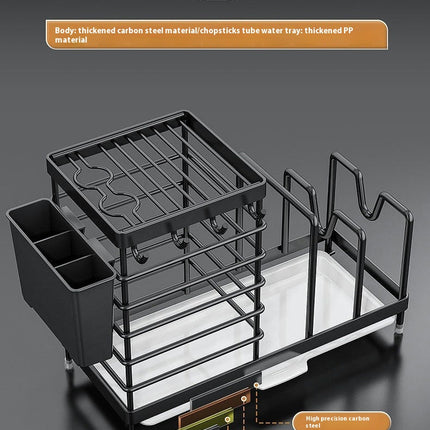 Dish Drying Rack with Pot Lid Stand with Anti Slip Pad - for Space Saving Kitchen Counter Knife and Fork