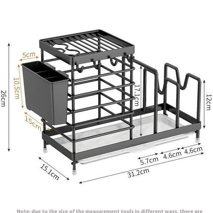 Dish Drying Rack with Pot Lid Stand with Anti Slip Pad - for Space Saving Kitchen Counter Knife and Fork