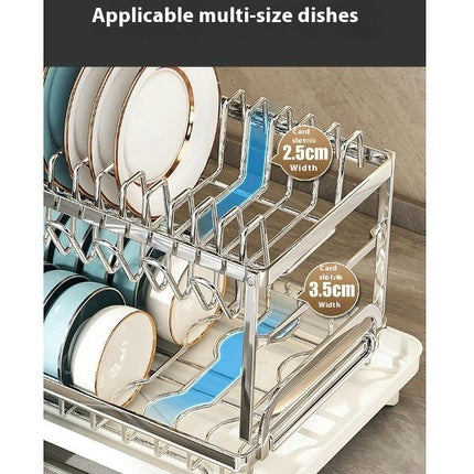 Dish Drying Rack Rack with Auto Drain Dish Racks - for Kitchens Counte Fork Holder 360° Swivel Spout