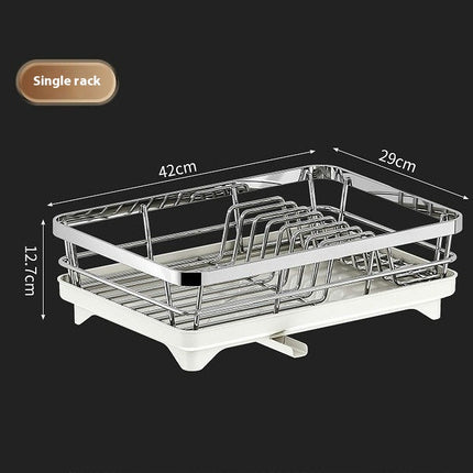 Dish Drying Rack Rack with Auto Drain Dish Racks - for Kitchens Counte Fork Holder 360° Swivel Spout