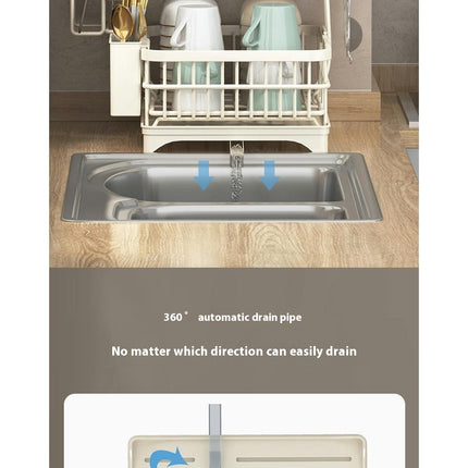 Iron Dish Drying Rack with Drainboard Dish Drainers for Kitchen Counter Sink Adjustable Spout Strainers