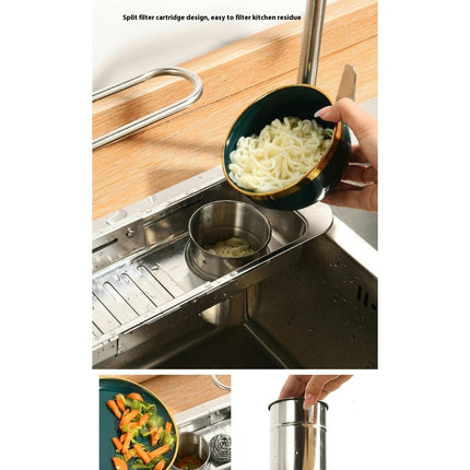 Telescopic Kitchen Over Sink Organizer with Towel Hanger Expandable Slim Multifunctional Drain for Home