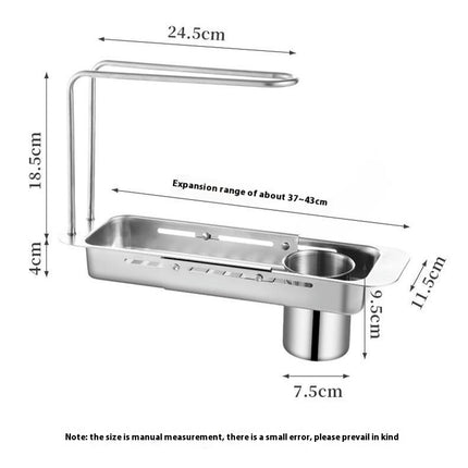 Telescopic Kitchen Over Sink Organizer with Towel Hanger Expandable Slim Multifunctional Drain for Home