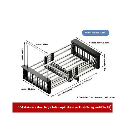 Over The Sink Dish Drying Retractable Stainless Steel Sink Strainer Telescopic Drain Rack for Vegetable