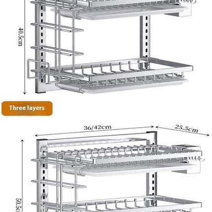 Dish Cutlery Drying Rack Stainless Steel Dish Kitchen Racks Storage Box Free Punch Wall Sink Organizer