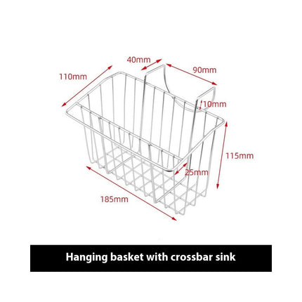 2-in-1 Stainless Steel Sink Caddy Hanging Sponge Storage Rack Rag Sponge Holder Brush Strainer Basket