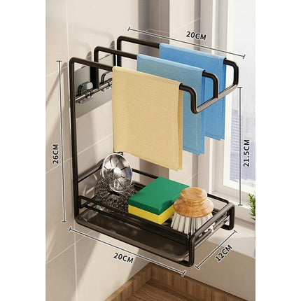 Washcloth Holder Kitchen Storage Wall-Mounted Sink Draine Rack for Dry Dishes & Drain Items Holder Tool