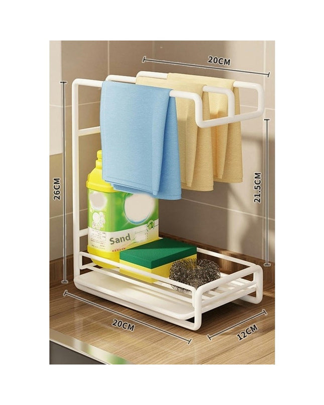 Washcloth Holder Kitchen Storage Wall-Mounted Sink Draine Rack for Dry Dishes & Drain Items Holder Tool