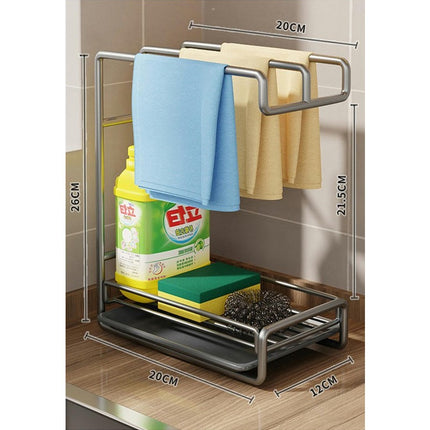 Washcloth Holder Kitchen Storage Wall-Mounted Sink Draine Rack for Dry Dishes & Drain Items Holder Tool