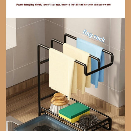 Washcloth Holder Kitchen Storage Wall-Mounted Sink Draine Rack for Dry Dishes & Drain Items Holder Tool