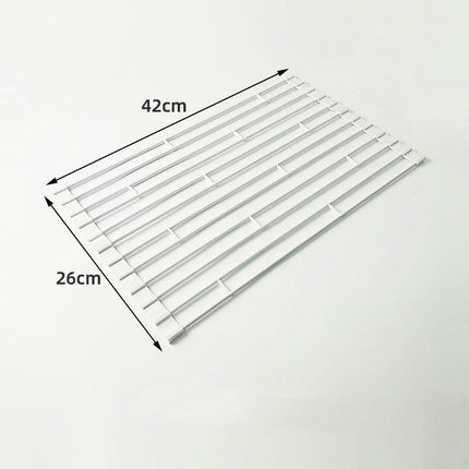 Over The Sink Roll up Sink Dish Drainer Rack Foldable for Kitchen Stainless Steel Dish Sink Holder Tool