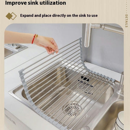 Portable Stainless Steel Rolling Rack Multipurpose Kitchen Drainer Caddy Organizer Storage Dish Rack