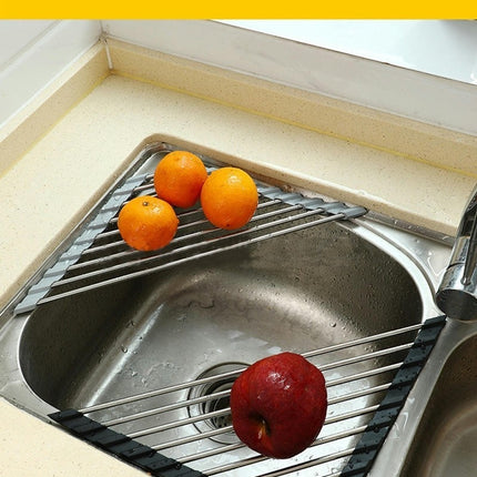 Multi Functional Kitchen Basket Sink Drainer Folding Dish Drying Rack Over Sink Triangular Drain Basket