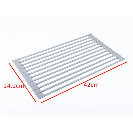 Roll up Dish Drying - Over The Kitchen Sink Rack Portable Dish Drainer Foldable Kitchen Multipurpose