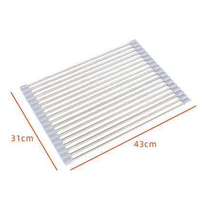 Roll up Dish Drying - Over The Kitchen Sink Rack Portable Dish Drainer Foldable Kitchen Multipurpose